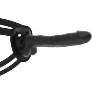 Imbracatura con Dildo in silicone nero articolabile 24 cm di COCK MILLER