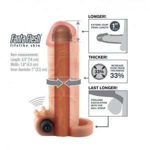 +25 mm Vibrating Real Feel 1" penis extension from PIPEDREAM's Fantasy X-tensions series