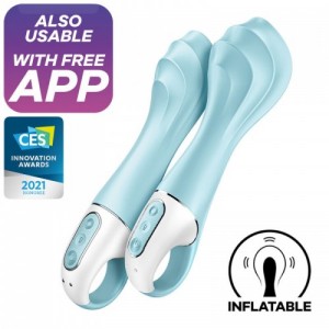 AIR PUMP VIBRATOR 5+ Blue Inflatable G-Spot Vibrator by SATISFYER