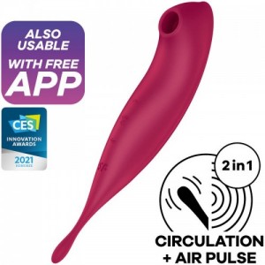 Doppio stimolatore clitoride ad Aria e Vibrazione TWIRLING PRO+ Rosso di SATISFYER