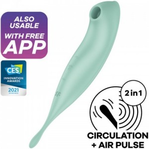 Doppio stimolatore clitoride ad Aria e Vibrazione TWIRLING PRO+ Verde di SATISFYER