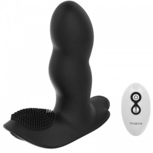 Vibratore indossabile con stimolatore clitoride e telecomando LOLI Nero di NALONE