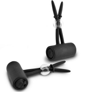 Black silicone vibrating nipple stimulator from the FETISH FANTASY series by PIPEDREAM
