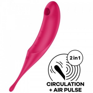 Doppio stimolatore clitoride ad Aria e Vibrazione TWIRLING PRO Rosso di SATISFYER