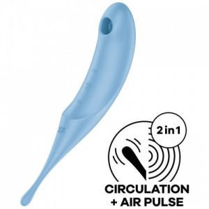 Doppio stimolatore clitoride ad Aria e Vibrazione TWIRLING PRO Blu di SATISFYER