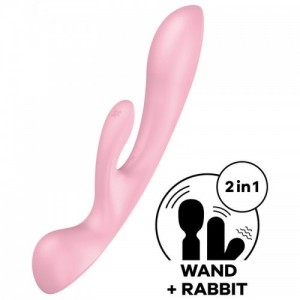 Multivibratore rabbit + wand Triple Oh rosa di SATISFYER