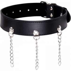 Fetish-style collar with metal chains by OHMAMA FETISH
