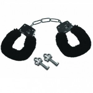 Metal handcuffs with black fur from SEX & MISCHIEF