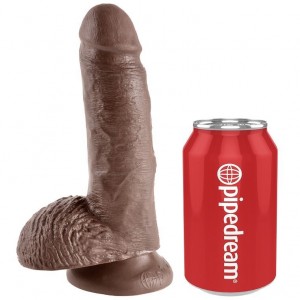 17.8-cm brown realistic cock dildo with testicles from the KING COCK series by PIPEDREAM