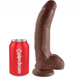 Brown 22.8-cm realistic cock dildo with testicles from the KING COCK series by PIPEDREAM