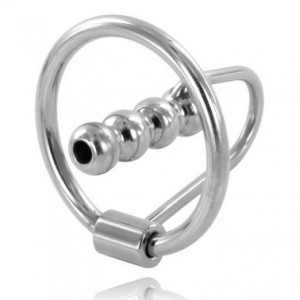 Glans ring with ribbed urethra dilator from METAL HARD
