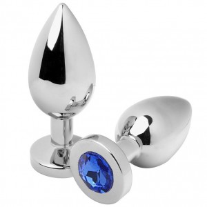 Metal butt plug with blue gemstone Small 5.71 cm by METAL HARD