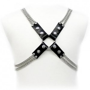 Leather bib and chains Size S-XL by LEATHER BODY