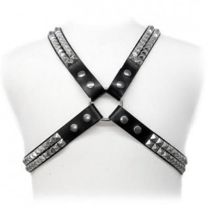 Leather bib with studs Size S-XL by LEATHER BODY