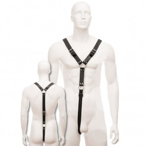 Men's black leather harness Size S-XL by LEATHER BODY