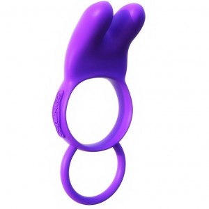 Twin Teazer phallic and testicular ring with rabbit stimulator from the Fan+asy C-RINGZ series by PIPEDREAM