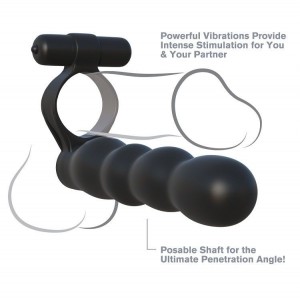 Vibrating phallic ring with dildo for double penetration from the FAN+ASY C-RINGZ series by PIPEDREAM