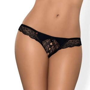 Black Lace Crotchless Thong from the MIAMOR Collection Size S/M by OBSESSIVE