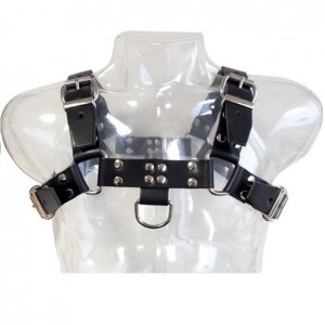 Men's black leather adjustable harness Model III by LEATHER BODY