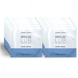 Pack of 12 4-mL sachets of water-based lubricant from MIXGLISS