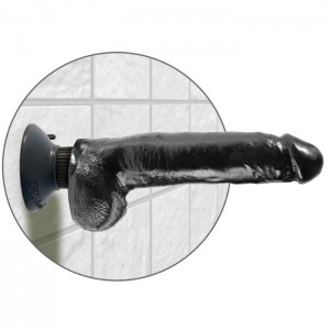 Vibratore realistico Nero flessibile con testicoli da 22.8 cm della serie King Cock di PIPEDREAM