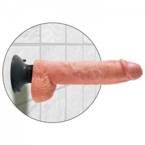 25.4 cm flexible realistic vibrator with testicles from the King Cock series by PIPEDREAM