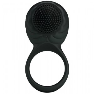Phallic ring with rotating clitoral stimulator "HELEN" black by PRETTY LOVE