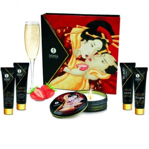 "GEISHA SECRET KIT" Strawberry Sparkling Wine Massage Kit by SHUNGA