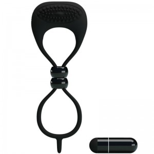 Double phallic and testicular ring with vibrating bullet by PRETTY LOVE