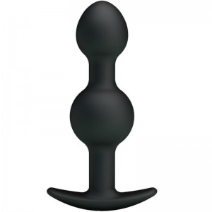 Black silicone anal plug with balls 10.3 x 2.6 cm by PRETTY LOVE