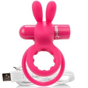 Double phallic ring with vibrating rabbit stimulator O HARE Pink by SCREAMING O