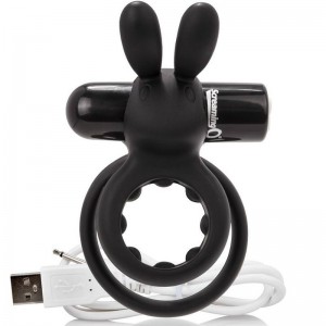 Double phallic ring with vibrating rabbit stimulator O HARE Black by SCREAMING O