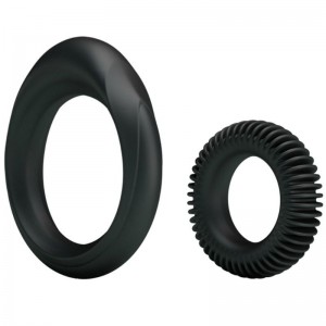 Set of 2 shaped silicone phallic rings "MANHOOD" by BAILE